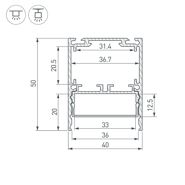 Профиль SL-LINE-4050-3L-2000 ANOD (Arlight, Алюминий) Lednikoff