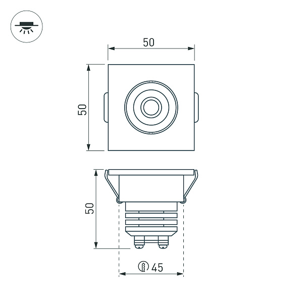 Светодиодный светильник LTM-S50x50WH 5W Warm White 25deg (Arlight, IP40 Металл, 3 года) Lednikoff