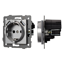 Механизм розетки с USB зарядкой SCT-MUAA-PL-GR-V (250V, 16A) (Arlight, -)