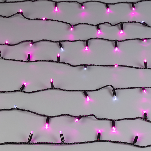 Светодиодная гирлянда ARD-STRING-CLASSIC-10000-BLACK-100LED-FLASH PINK (230V, 7W) (Ardecoled, IP65) Lednikoff