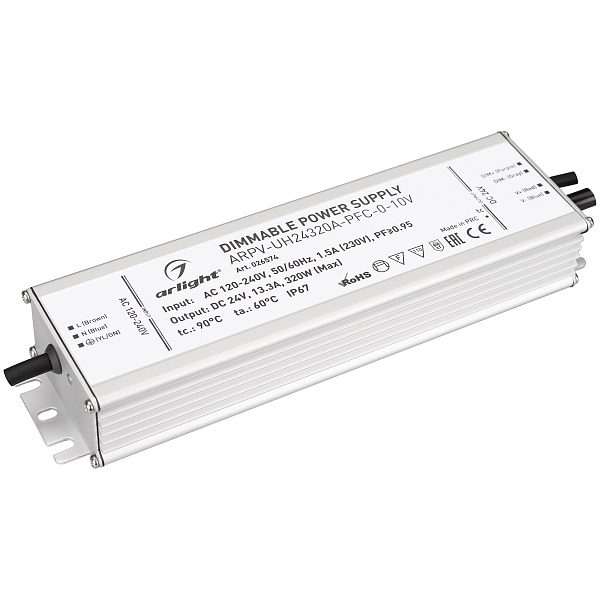 Блок питания ARPV-UH24320A-PFC-0-10V (24V, 13.3A, 320W) (Arlight, IP67 Металл, 7 лет) Lednikoff