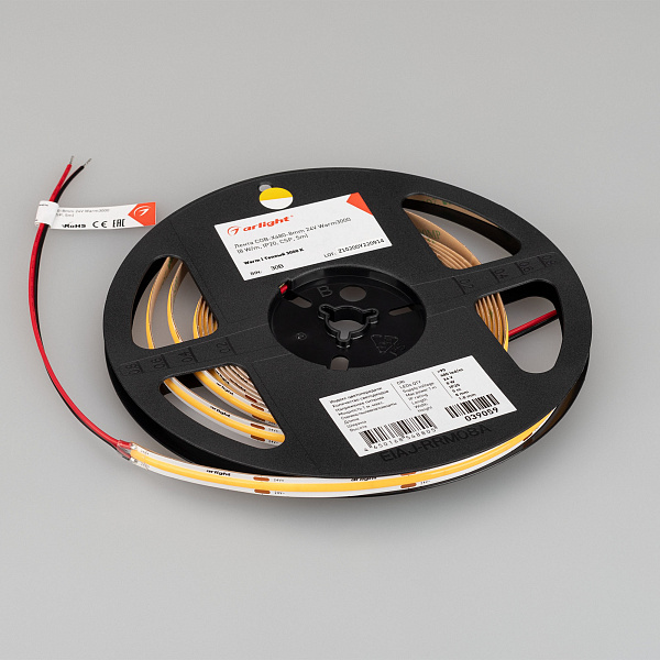 Светодиодная лента COB-X480-8mm 24V Warm3000 (8 W/m, IP20, CSP, 5m) (Arlight, -) Lednikoff