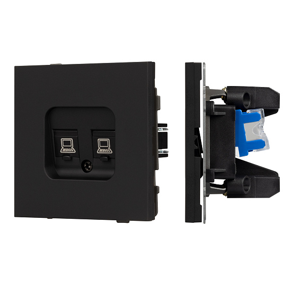 Механизм компьютерной розетки двойной SCT-TENDO-MPC2-SFPL-BK (RJ-45, CAT6) (Arlight, Матовый черный) Lednikoff