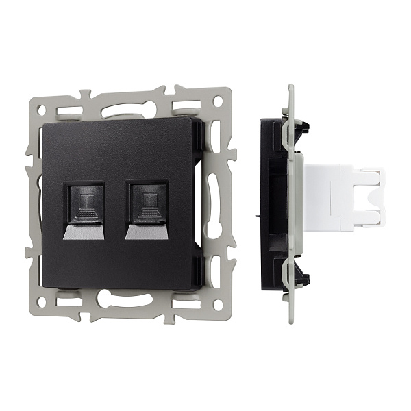 Механизм компьютерной розетки двойной SCT-MPC2-PL-BK (RJ-45, CAT6) (Arlight, -) Lednikoff