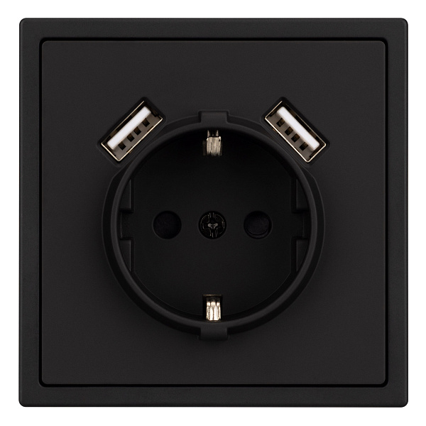 Механизм розетки с USB зарядкой SCT-NOBE-MUAA-SFPL-BK (230V, 16A) (Arlight, Черный оникс) Lednikoff