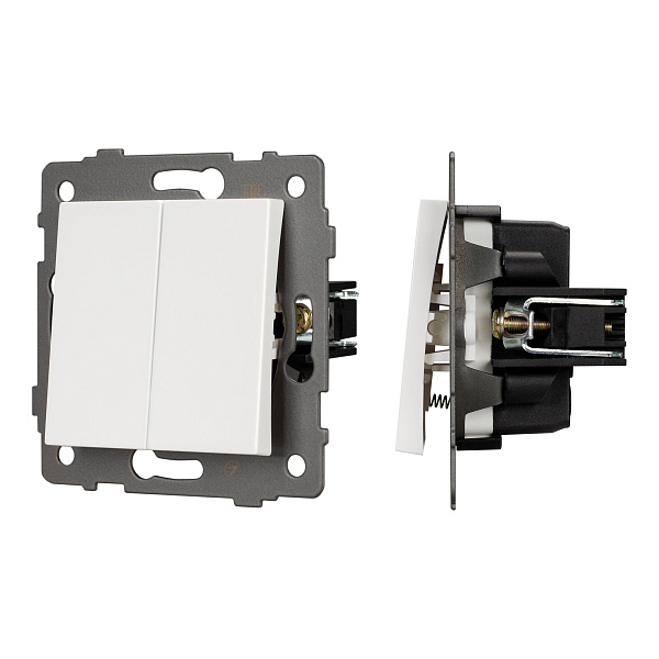 Механизм выключателя двухклавишный самовозвратный SWT-MKR2-PL-WH-V (250V, 10A) (Arlight, -) Lednikoff