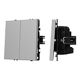 Механизм выключателя двухклавишный перекрёстный SWT-NOBE-MKX2-SFPL-IS (230V, 10A) (Arlight, Никель)