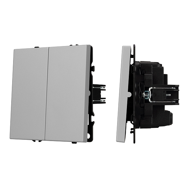 Механизм выключателя двухклавишный перекрёстный SWT-NOBE-MKX2-SFPL-IS (230V, 10A) (Arlight, Никель) Lednikoff