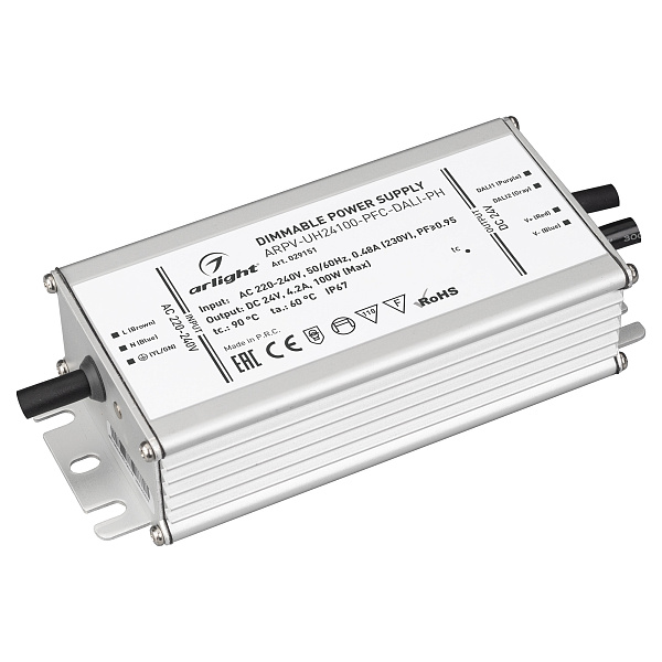 Блок питания ARPV-UH24100-PFC-DALI-PH (24V, 4.2A, 100W) (Arlight, IP67 Металл, 7 лет) Lednikoff