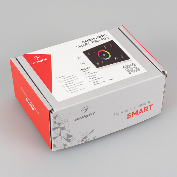 Панель Sens SMART-P83-RGB Black (230V, 4 зоны, 2.4G) (Arlight, IP20 Пластик, 5 лет) Lednikoff