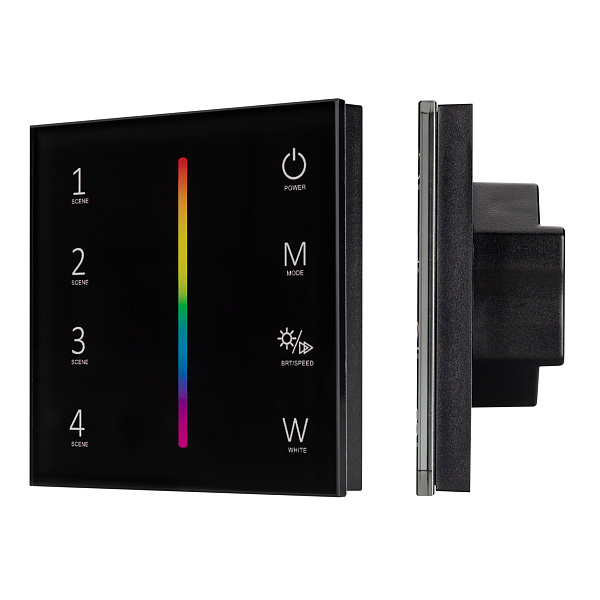 Панель SMART-P22-RGBW-G-IN Black (12-24V, 4x3A, Sens, 2.4G) (Arlight, IP20 Пластик, 5 лет) Lednikoff