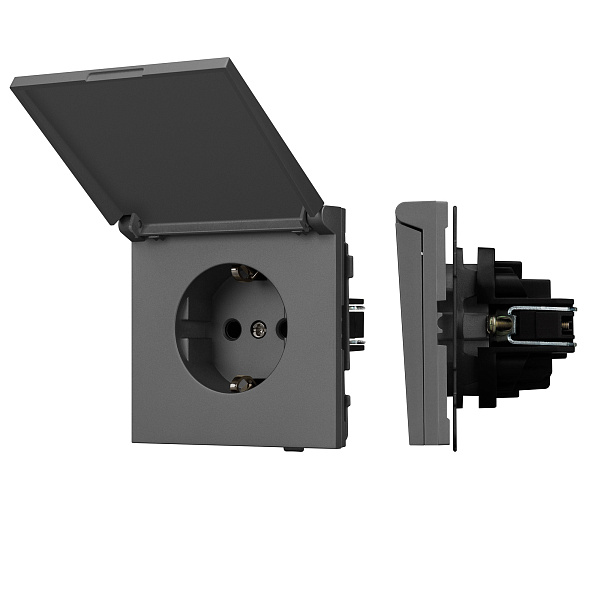 Механизм розетки влагозащищённый SCT-TENDO-MCP-SFPL-GR (230V, 16A) (Arlight, Матовый графитовый) Lednikoff