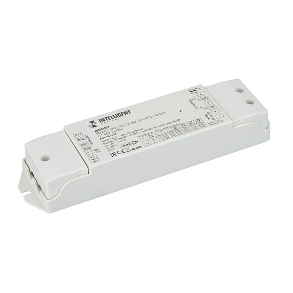 INTELLIGENT ARLIGHT Диммер SMART-DALI-102-72-MIX-DT6/DT8-PD-SUF (12-48V, 2x10A) (IARL, IP20 Пластик, 5 лет) Lednikoff