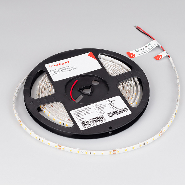 Светодиодная лента герметичная RTW-SE-A98-8mm 24V White6000 (10 W/m, IP65, 2835, 5m) (Arlight, 10 Вт/м, IP65) Lednikoff