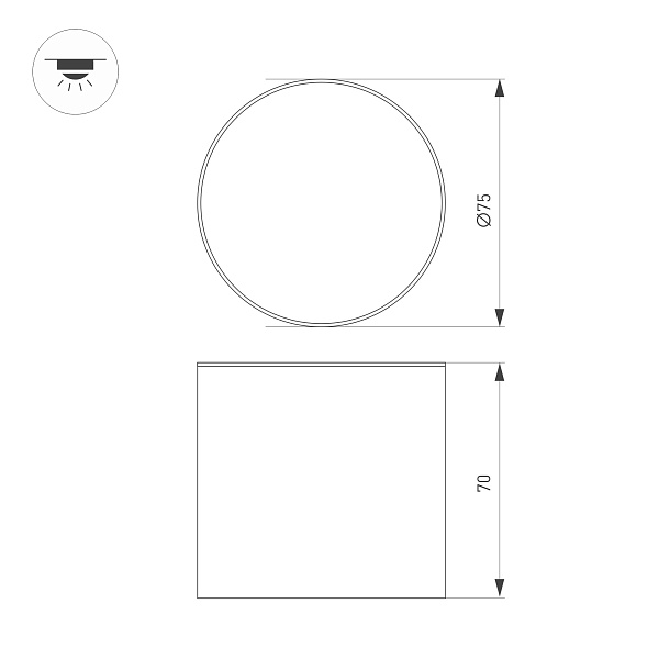 Светильник SP-CYLINDO-R75-7W Warm3000 (BK, 110 deg, 230V) (Arlight, IP54 Металл, 3 года) Lednikoff