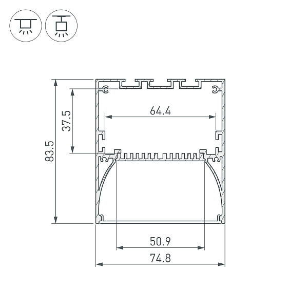 Профиль ARH-POWER-W75-2000 ANOD (Arlight, Алюминий) Lednikoff