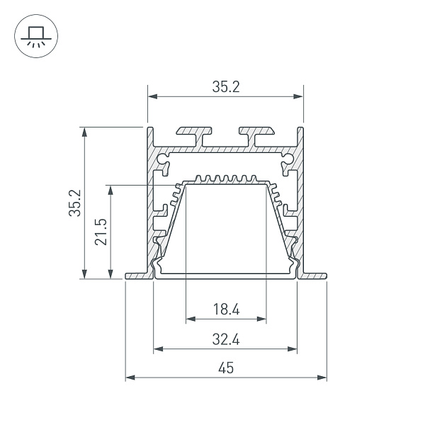Профиль LINIA45-F-TRAY-2000 BLACK (Arlight, Алюминий) Lednikoff
