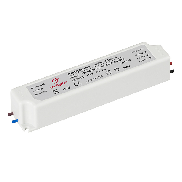 Блок питания ARPV-LV12035-A (12V, 3.0A, 36W) (Arlight, IP67 Пластик, 3 года) Lednikoff