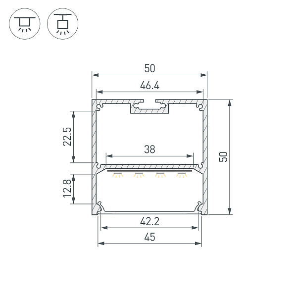 Профиль SL-LINE-5050-2000 ANOD (BY) (Arlight, Алюминий) Lednikoff