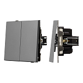 Механизм выключателя двухклавишный проходной SWT-TENDO-MKP2-PL-GR (230V, 10A) (Arlight, Графитовый)