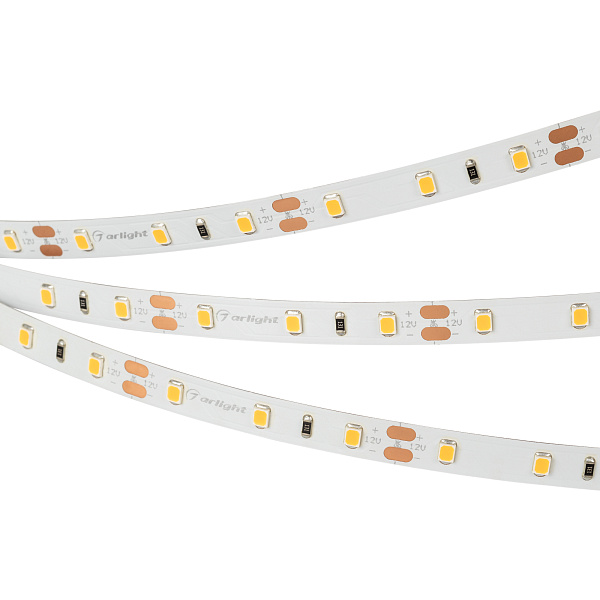 Светодиодная лента RT-A60-8mm 12V Warm3000 (4.8 W/m, IP20, 2835, 5m) (Arlight, Открытый) Lednikoff