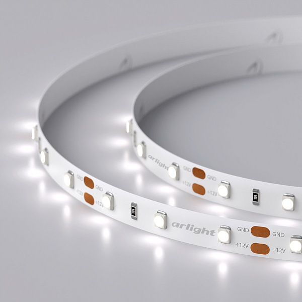 Светодиодная лента RT 2-5000 12V White6000 (3528, 300 LED, LUX) (Arlight, 4.8 Вт/м, IP20) Lednikoff