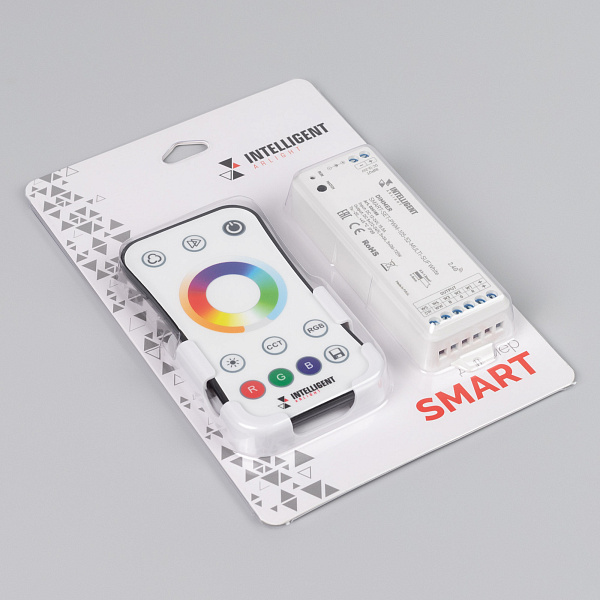 INTELLIGENT ARLIGHT Диммер SMART-SET-PWM-105-52-MULTI-SUF White (12-24V, 5x3A, ПДУ RING 10кн, 2.4G) (IARL, IP20 Пластик, 5 лет) Lednikoff