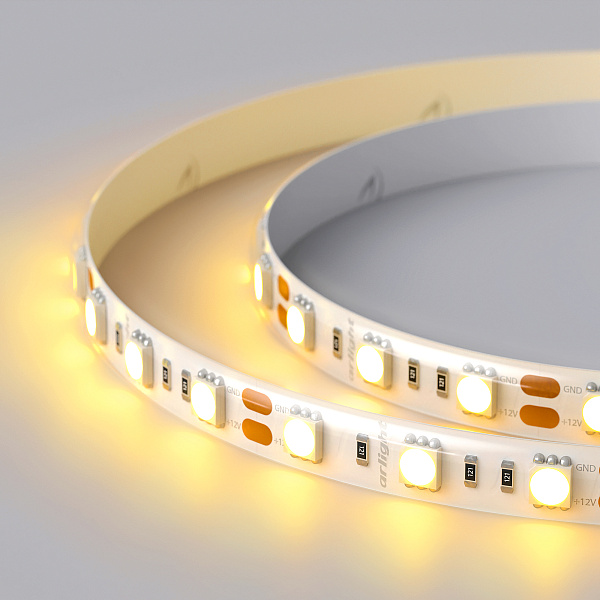 Светодиодная лента RTW 2-5000SE 12V Yellow 2x (5060, 300 LED, LUX) (Arlight, 14.4 Вт/м, IP65) Lednikoff