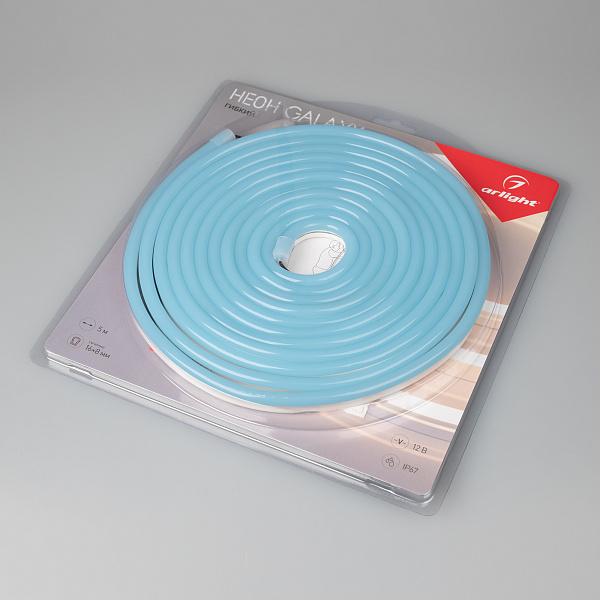 Гибкий неон GALAXY-1608-5000CFS-2835-100 12V Azure (16x8mm, 12W, IP67) (Arlight, 12 Вт/м, IP67) Lednikoff