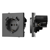Механизм розетки с USB зарядкой SCT-TENDO-MUAA-SFPL-GR (230V, 16A) (Arlight, Матовый графитовый)