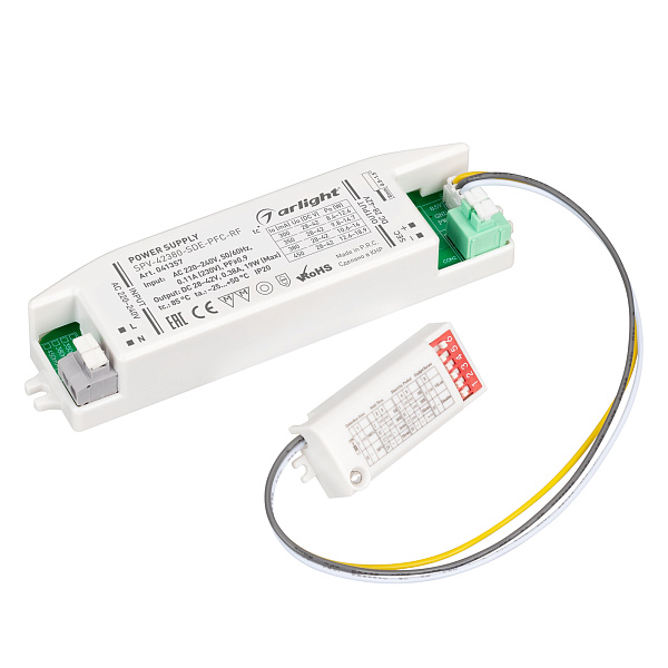Блок питания SPV-42380-SDE-PFC (19W, 28-42V, 380mA, 5.8GHz) (Arlight, IP20 Пластик, 5 лет) Lednikoff