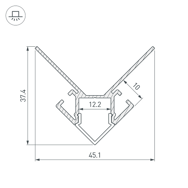 Профиль ARH-DECORE-S12-EXT-2000 ANOD внешний (Arlight, Алюминий) Lednikoff