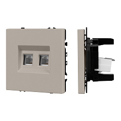 ARL NOBE Розетка компьютерная двойная софт-тач кашемир SCT-MPC2-SFPL-CA (2хRJ-45, CAT6) (Arlight, -)