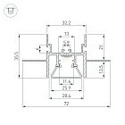 Профиль с экраном STRETCH-CEIL-CENTER-S-2000 (Arlight, Алюминий) Lednikoff