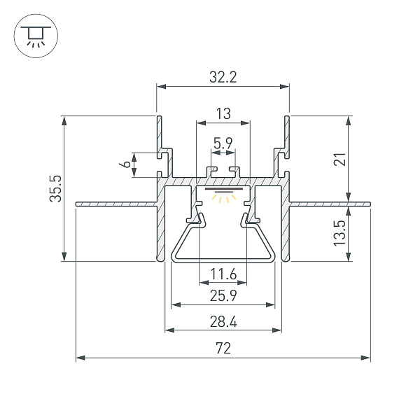 Профиль с экраном STRETCH-CEIL-CENTER-S-2000 (Arlight, Алюминий) Lednikoff