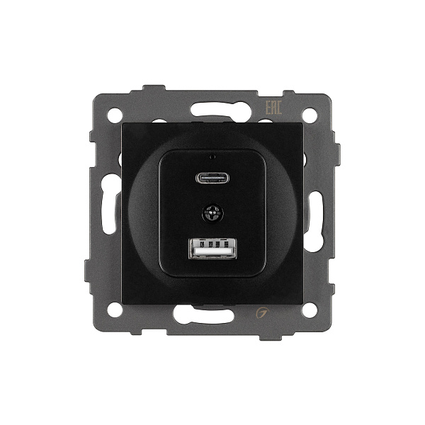 Механизм USB розетки SCT-MUAC-PL-BK-V (5V, 3A, QC4) (Arlight, -) Lednikoff