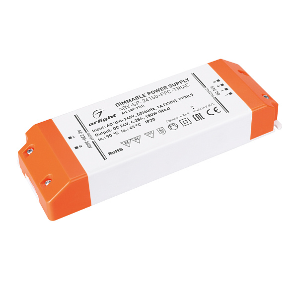 Блок питания ARV-SP-24150-PFC-TRIAC (24V, 6.25A, 150W) (Arlight, IP20 Пластик, 5 лет) Lednikoff