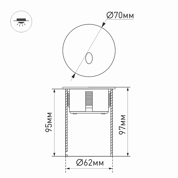 Светильник LT-GAP-R70-3W Warm3000 (BK, 30deg, 230V) (Arlight, IP65 Металл, 3 года) Lednikoff