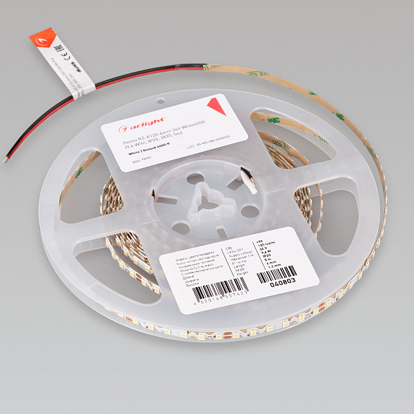 Светодиодная лента RZ-A120-6mm 24V White6000 (9.6 W/m, IP20, 2835, 5m) (Arlight, -) Lednikoff