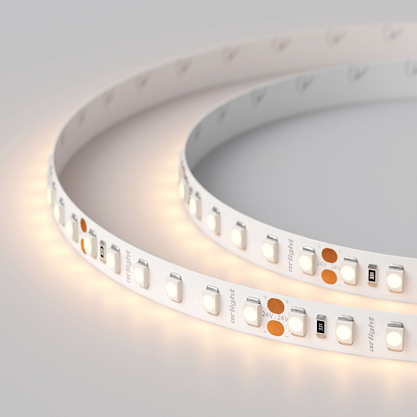 Светодиодная лента RT 2-5000 24V Warm2700 2x (3528, 600 LED, LUX) (Arlight, 9.6 Вт/м, IP20) Lednikoff