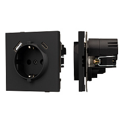 Механизм розетки с USB зарядкой SCT-TENDO-MUAC-SFPL-BK (230V, 16A) (Arlight, Матовый черный)