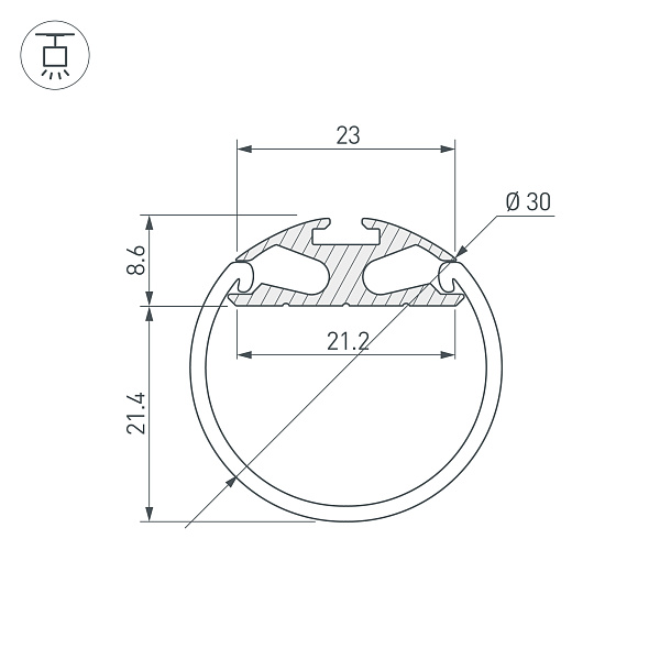 Профиль ROUND-D30-2000 ANOD (Arlight, Алюминий) Lednikoff