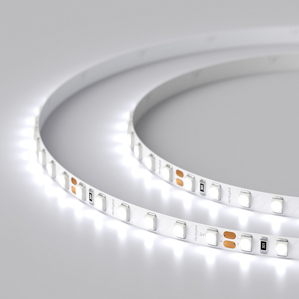 Светодиодная лента RT 2-5000 24V Cool 8K 5mm 2x (3528, 600 LED, LUX) (Arlight, 9.6 Вт/м, IP20) Lednikoff