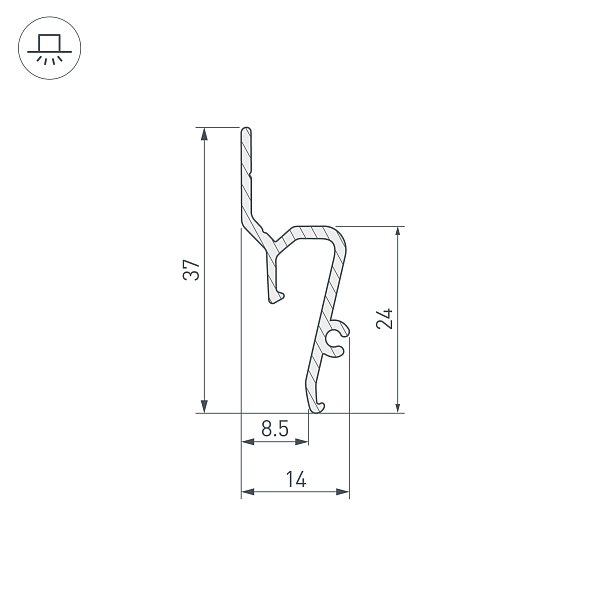 Профиль STRETCH-SHADOW-TECH-VENT-2000 BLACK (A2-DELTA) (Arlight, Алюминий) Lednikoff