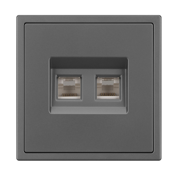 Механизм сдвоенной компьютерной розетки SCT-NOBE-MPC2-SFPL-GR (RJ-45, CAT6) (Arlight, Серый базальт) Lednikoff