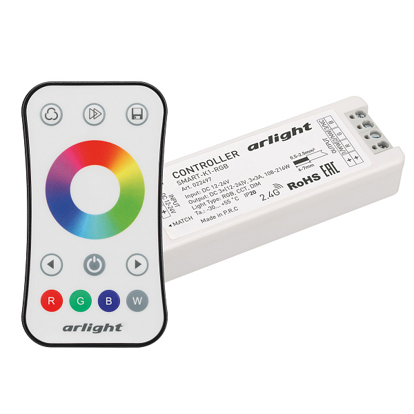 Контроллер SMART-RGB-SET-RING (12-24V, 3x3A, ПДУ 2.4G) (Arlight, IP20 Пластик, 5 лет) Lednikoff