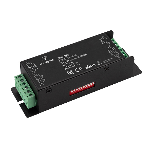 Декодер ARL-7022-DMX (12-24V, 3x6A, DMX512) (Arlight, IP20 Металл, 3 года) Lednikoff