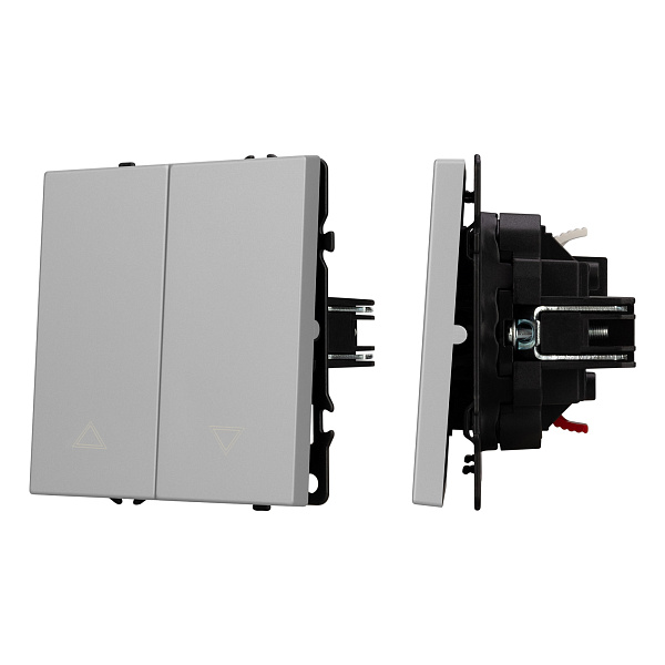ARL NOBE Выключатель управления шторами 2 кл софт-тач никель SWT-MKR2-SFPL-IS (250V, 10A) (Arlight, -) Lednikoff