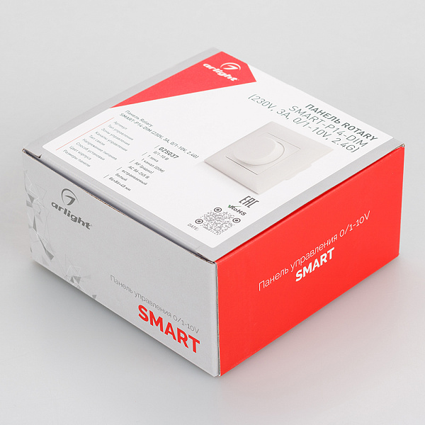 Панель SMART-P14-DIM-IN White (230V, 3A, 0-10V, Rotary, 2.4G) (Arlight, IP20 Пластик, 5 лет) Lednikoff