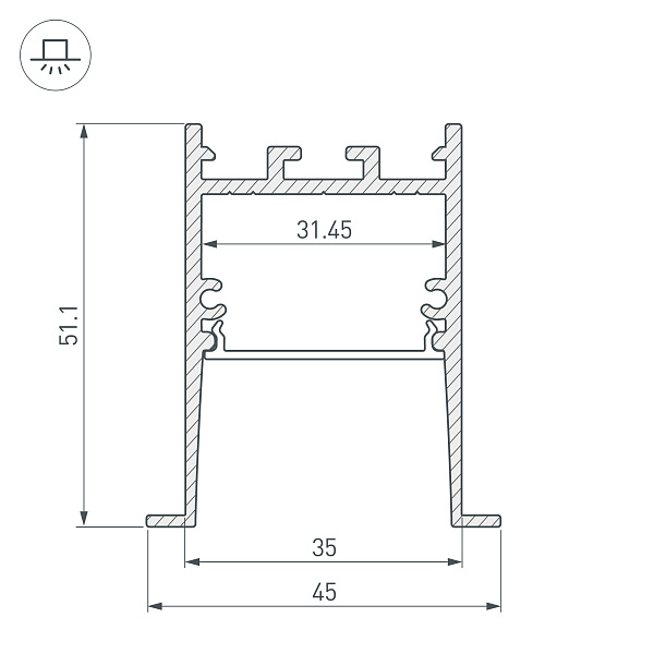 Профиль SL-COMFORT-4551-F-2000 ANOD (Arlight, Алюминий) Lednikoff